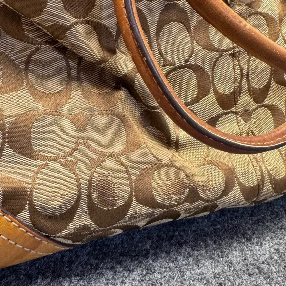 Coach Hampton Satchel Women Medium Brown Monogram Canvas Y2K Preppy 8K07